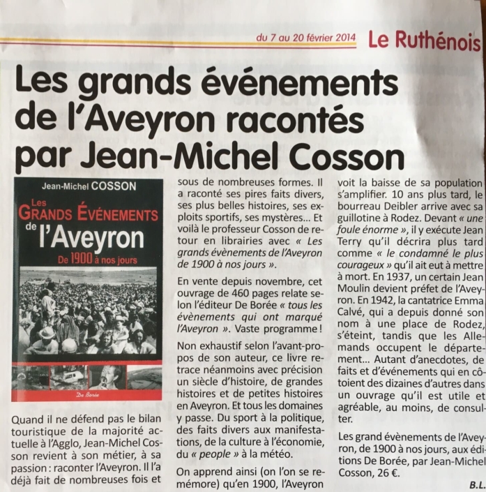 Les grands événements de l'Aveyron racontés par J-M Cosson
